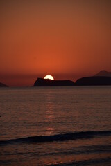 Plakat Beautiful sunset from Arillas beach in Corfu,Greece
