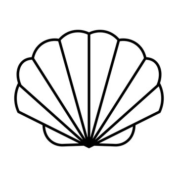 Shell vector icon logo illustration. Scallop shellfish pearl logo line icon sea shape symbol