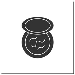  Blush glyph icon. Cosmetic product. Organic blush for making cheeks pink. Makeup concept.Filled flat sign. Isolated silhouette vector illustration