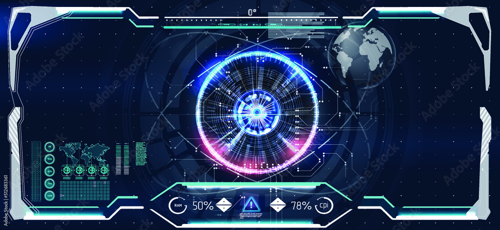 Poster futuristic vector hud interface screen design. digital callouts titles. hud ui gui futuristic user i