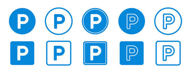 Parkplatz Vektor Symbole in blau