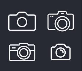 Camera line icon stroke vector photo outline logo. Photography pictogram camera web symbol