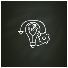 Reverse innovation chalk icon.Strategy of innovating in emerging markets. Distributing in developed markets. Innovation concept. Isolated vector illustration on chalkboard