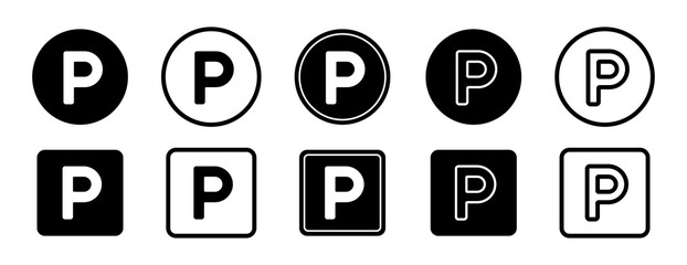 Parkplatz Vektor Symbole in schwarz