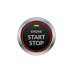 Car engine start stop button ignition. Push circle button engine stop start quality - obrazy, fototapety, plakaty