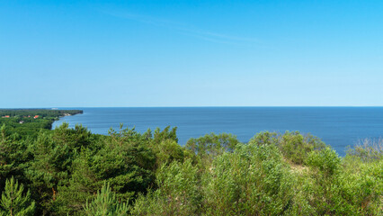 View of Curonian Spit or Courish Spit. It separates the Curonian Lagoon from Baltic Sea coast...