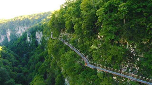 picturesque aerial view of Okatse Canyon, Kutaisi, Georgia. touristic landmark. High quality photo