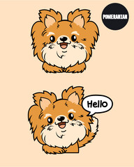 Cute Pomeranian in 2d cartoon style. 