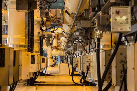 Complex gas-insulated switchgear inside Nuclear Power Plant