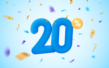20 percent discount vector illustration 3d mega loyalty. 20 percent bonus marketing discount - obrazy, fototapety, plakaty