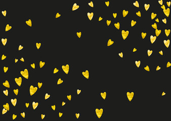 Valentine Day Confetti. Romantic Border For Anniversary. Vintage Frame. Gold Art Painting. Modern Voucher For Gift. Yellow Grunge Sparkle. Golden Valentine Day Confetti.