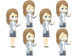 [OK NG A] Caucasian Woman cardigan wavy hair oblique angle