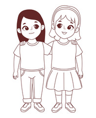 little girls couple hugging