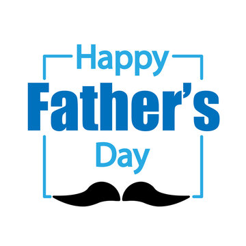 Happy fathers day typography with mustache, vector art illustration.