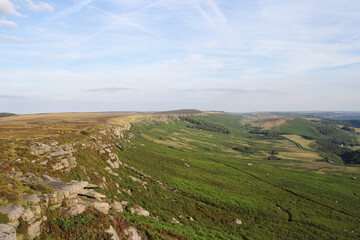 Fototapeta premium Stanage Edge from High Neb, Peak District National Park Landscape Derbyshire England UK. English moorland