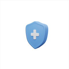 Obraz premium Health insurance. Healthcare, finance and medical protect service. 3D render icon isolated white background.