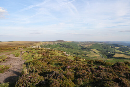 Stanage Edge from High Neb, Peak District National Park Landscape Derbyshire England UK. English moorland