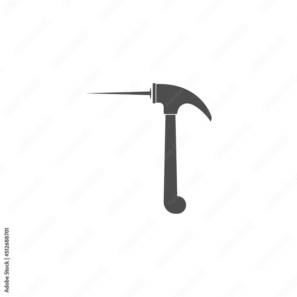 Wall mural hammer icon logo flat design illustration