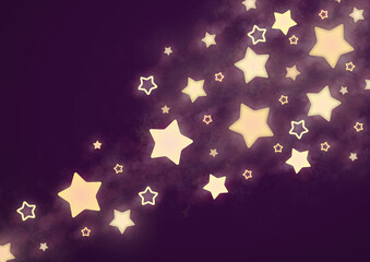 Gwiazdy na ciemnym fioletowym tle. Mieniące się, migające gwiazdy na wieczornym niebie. Tło do projektów. Minimalistyczna baśniowa kompozycja. - obrazy, fototapety, plakaty