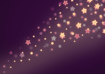 Gwiazdy na ciemnym fioletowym tle. Mieniące się, migające złote gwiazdy na wieczornym niebie. Tło do projektów. Minimalistyczna baśniowa kompozycja. - obrazy, fototapety, plakaty