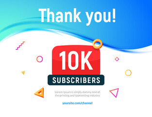 10000 followers vector post 10k celebration. Ten thousands subscribers followers thank you congratulation