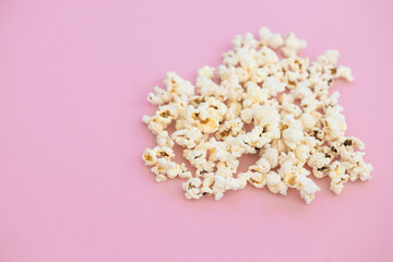 popcorn on pink background