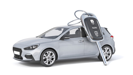 Car keys with car on a white background. 3d illustration © vipman4