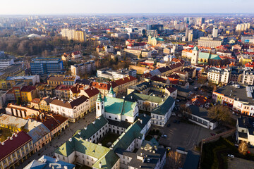 Obraz premium Aerial view of historical part of Rzeszow town at day, Poland