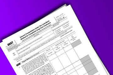 Form 8697 documentation published IRS USA 11.13.2018. American tax document on colored
