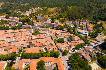 Fototapeta na wymiar Panoramic view from above on the city Quillan. France
