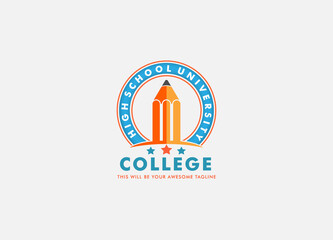 college logo design. pencil isolated round text