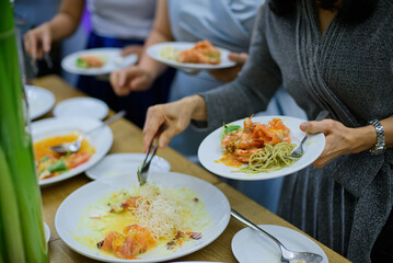 buffet food, catering food party at restaurant