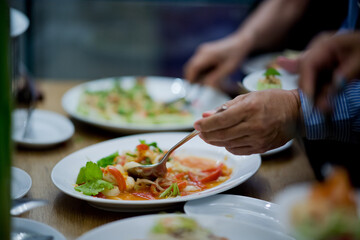 buffet food, catering food party at restaurant