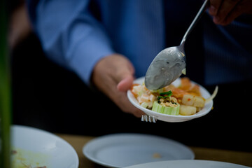 buffet food, catering food party at restaurant