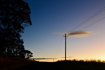 A country road at sunset