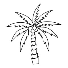 Cute coconut tree cartoon coloring page illustration vector. For kids coloring book.