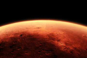 Planet Mars, red planet, on a dark background. Elements of this image furnished by NASA © Artsiom P