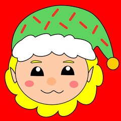 little christmas elf with green hat