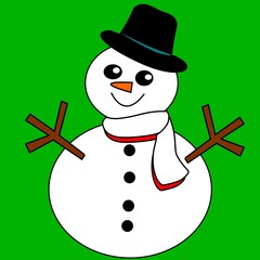cute happy snowman with a hat