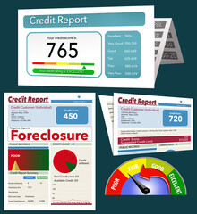 A credit freeze, or freeze on your credit report is represented with icicles and snow on a mock credit report isolated on the background.
