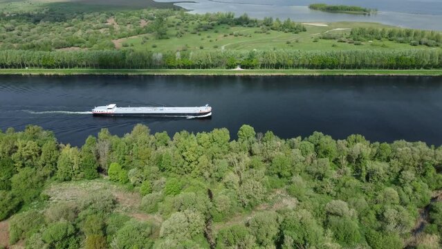 Aerial view of the Schelde Rijn Canal between Dinteloord and Nieuw Vossemeer in the Netherlands
