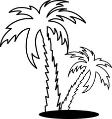 Black Palm Tree Silhouette Icon Logo Vector Illustration line art.eps