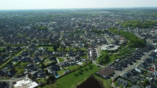 Aerial view of village of St. Willebrord in the Netherlands