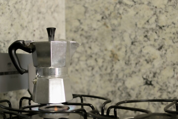 Moka Pot Italian Coffee Maker on stove