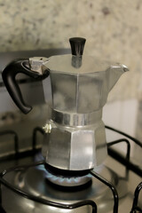 Moka Pot Italian Coffee Maker on stove