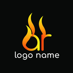 a r  letter logo, fire flames logo design.
