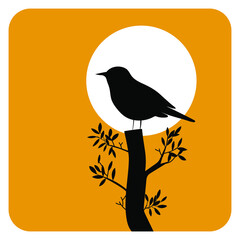 Beautiful bird on tree and branch icon,character,mascot vector illustration.