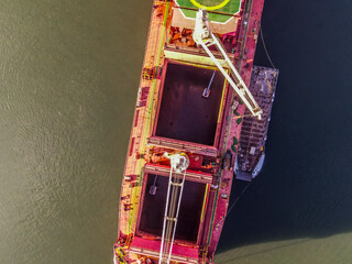 Ship at anchor in the Columbia river, near Portland, OR