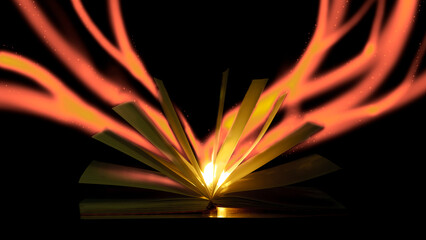 Bewitched Book With Magic Glows In The Darkness with the lines   and lights