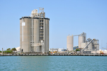 Concrete storage silos at the port of Cape Canaveral, Florida